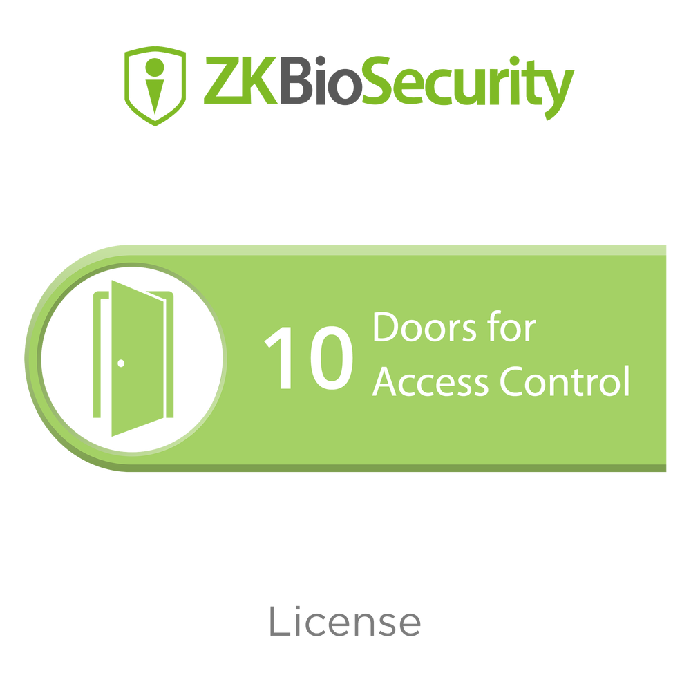 ZKBSAC10 ZKTECO ZKBiosecurity License Activates 10 Doors for Acce