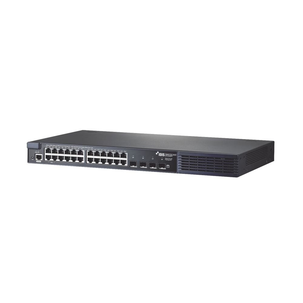 DH2328PFUS IDIS DirectIP Gigabit  PoE Switch 802.3af/at  24 RJ45 ports  4 Fiber Optic