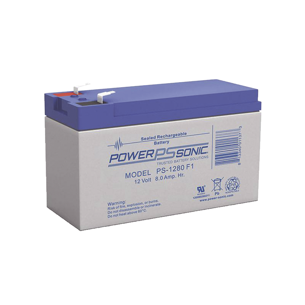 PS1280F1 POWER SONIC UL Backup Battery 12V 8AH / Ideal for Fire D