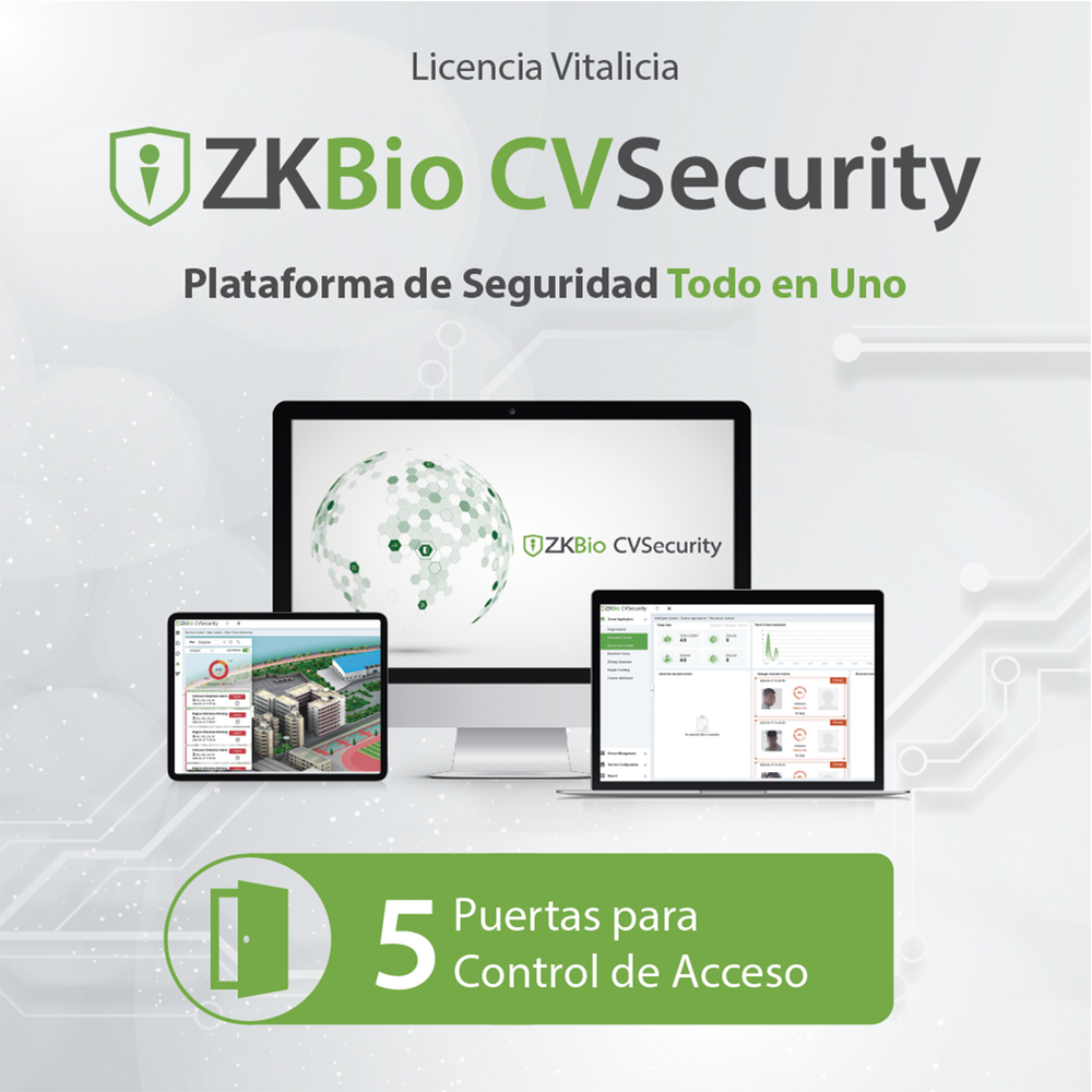 ZKCVACP5 ZKTECO ZKBio CVsecurity License Activates 5 Doors for Ac