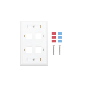 LPFP24 LINKEDPRO BY EPCOM 4-Port Face Plate Outlet with Space for Label - White LP-FP