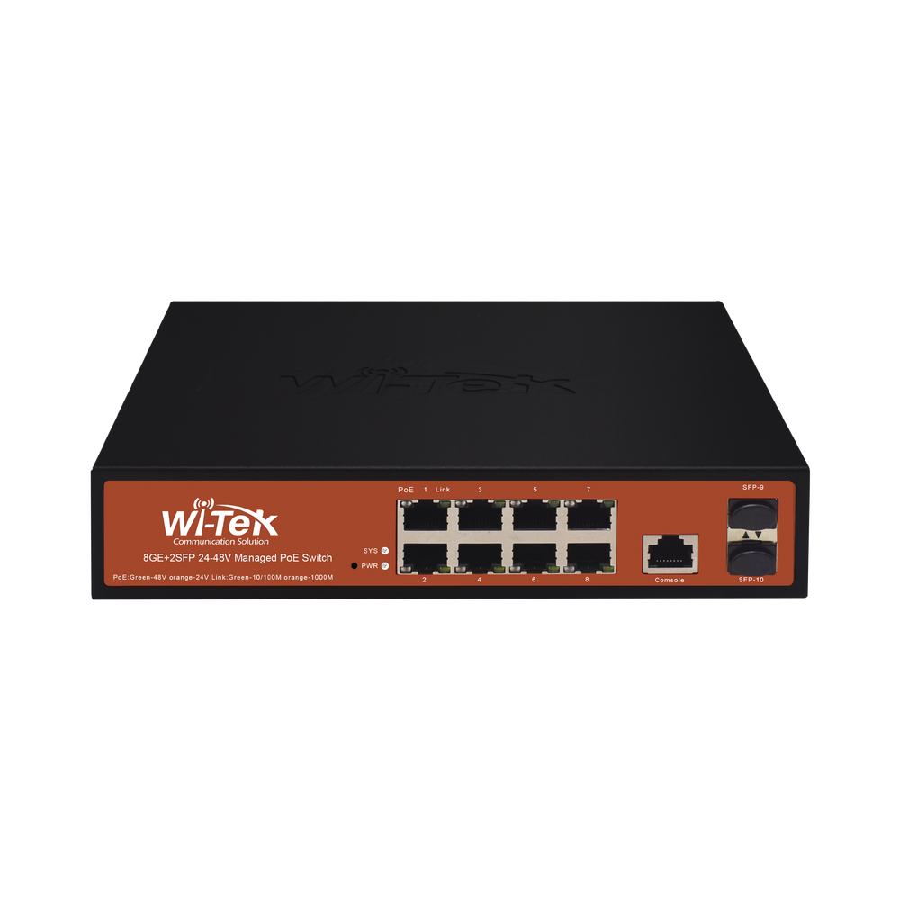 WI-TEK WIPMS310GFALIEN 8 GE  2 SFP Ports 24/48V Mixed L2 Managed