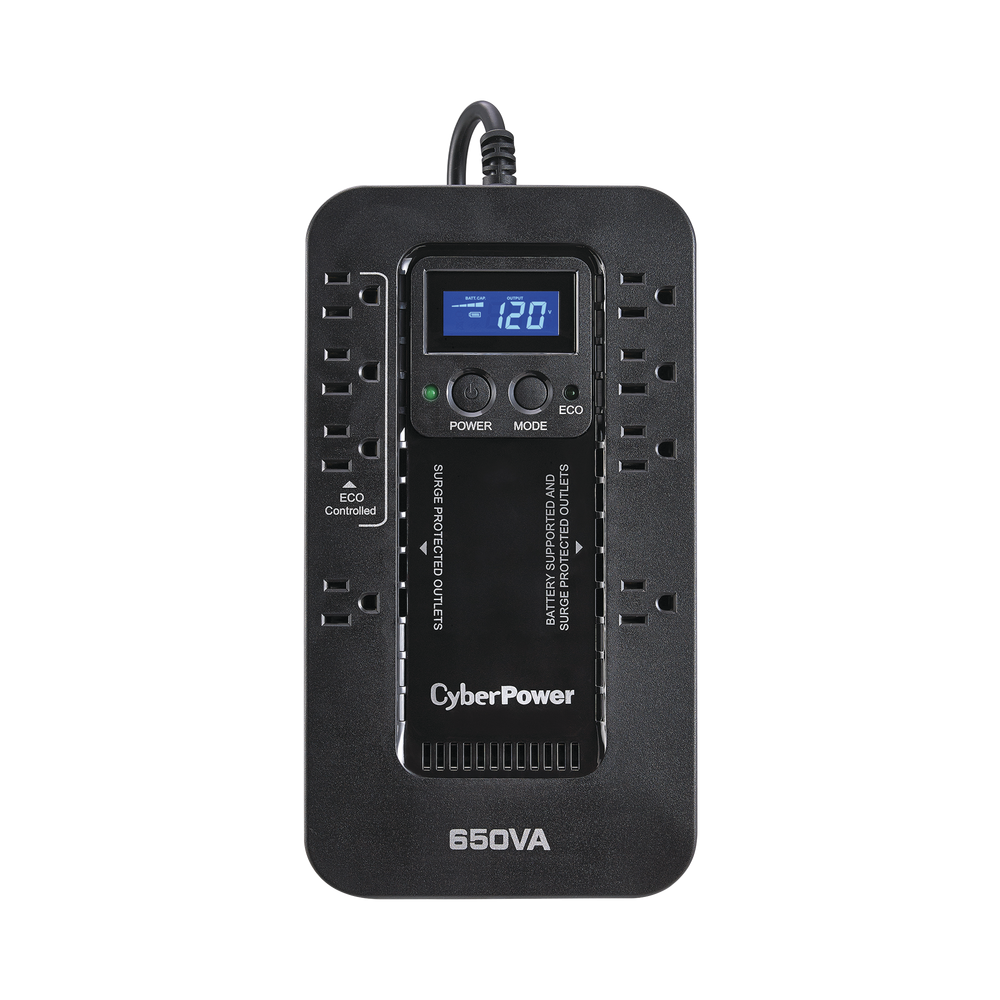 EC650LCD CYBERPOWER 650VA/390W UPS / Standby Topology / LCD Display / 8 5-15R Outlets