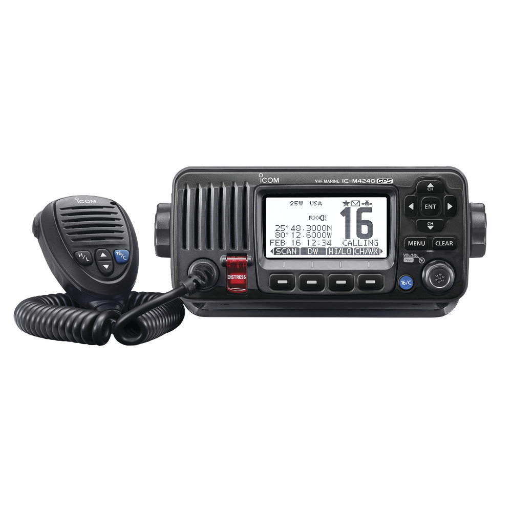 ICOM M424GBLACK Mobile Marine Class D DSC VHF with intuitive men