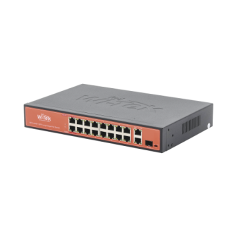 WIPS518G WI-TEK Long-Range PoE Switch With 16 FE Ports  1 GE Port and 1 Combo SFP Por