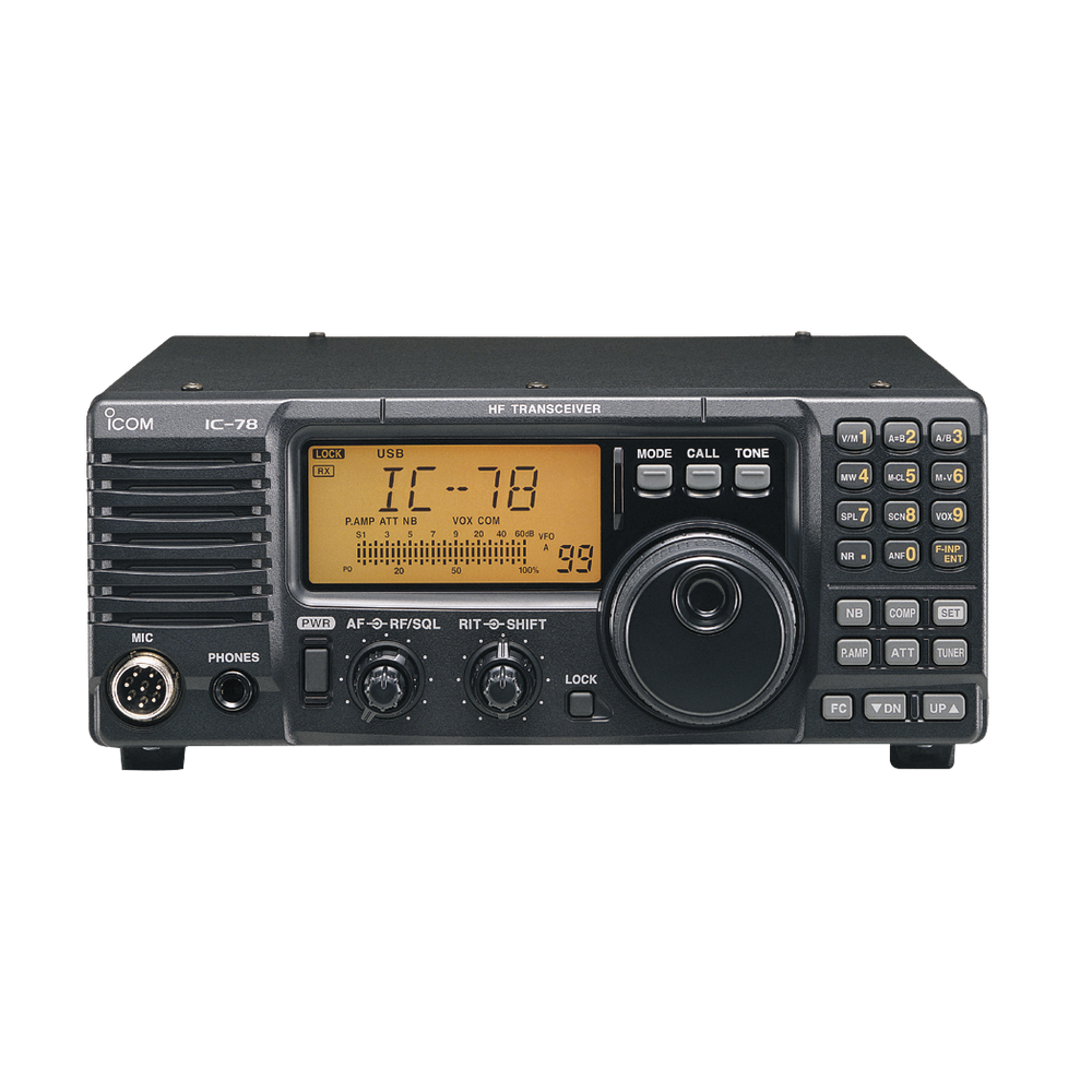 IC78 ICOM 40 W HF Transceiver 99 Memory Channels 8 Characters Display. USB LSB CW RTT