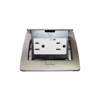 THMCPC THORSMAN Mini Rectangular Power Floor Socket Aluminium Color (2 Electrical Con