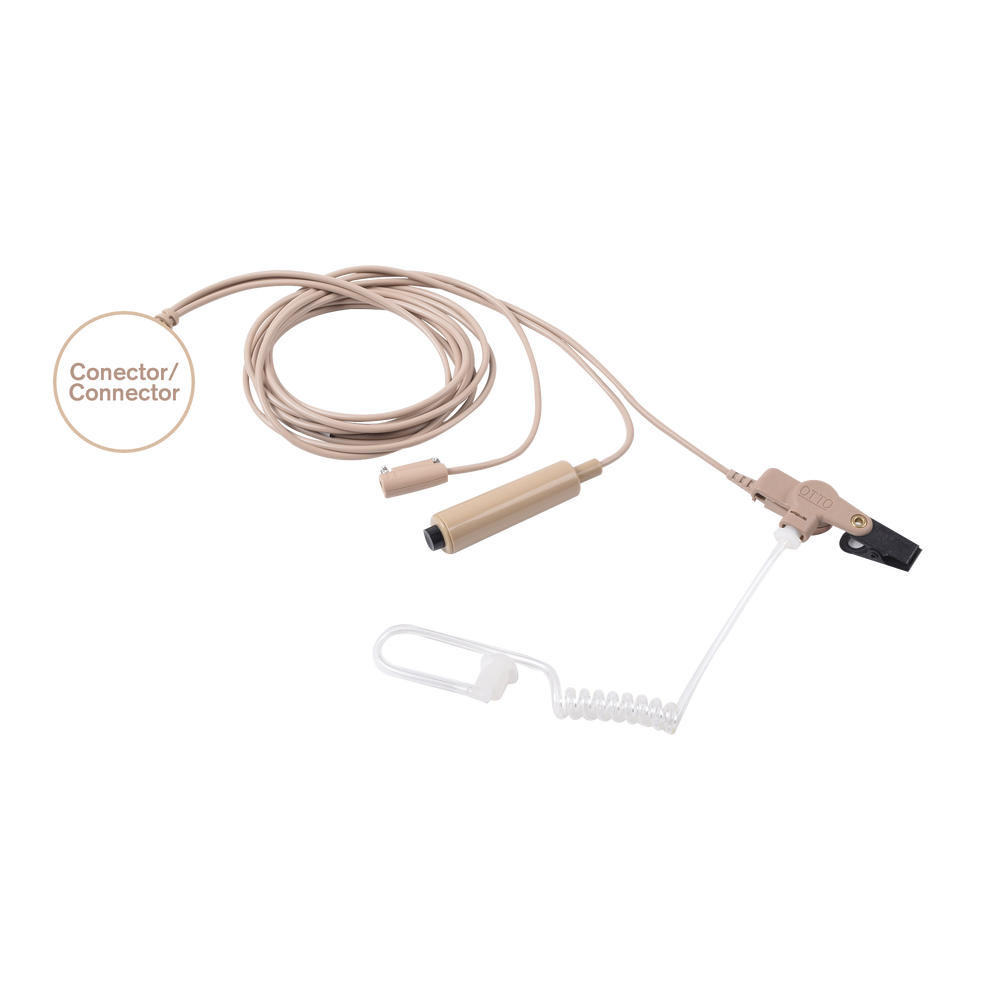 V110283 OTTO Tan Three Wire Mini-Lapel Microphone-Earphone Professional Kit 3 wire fo