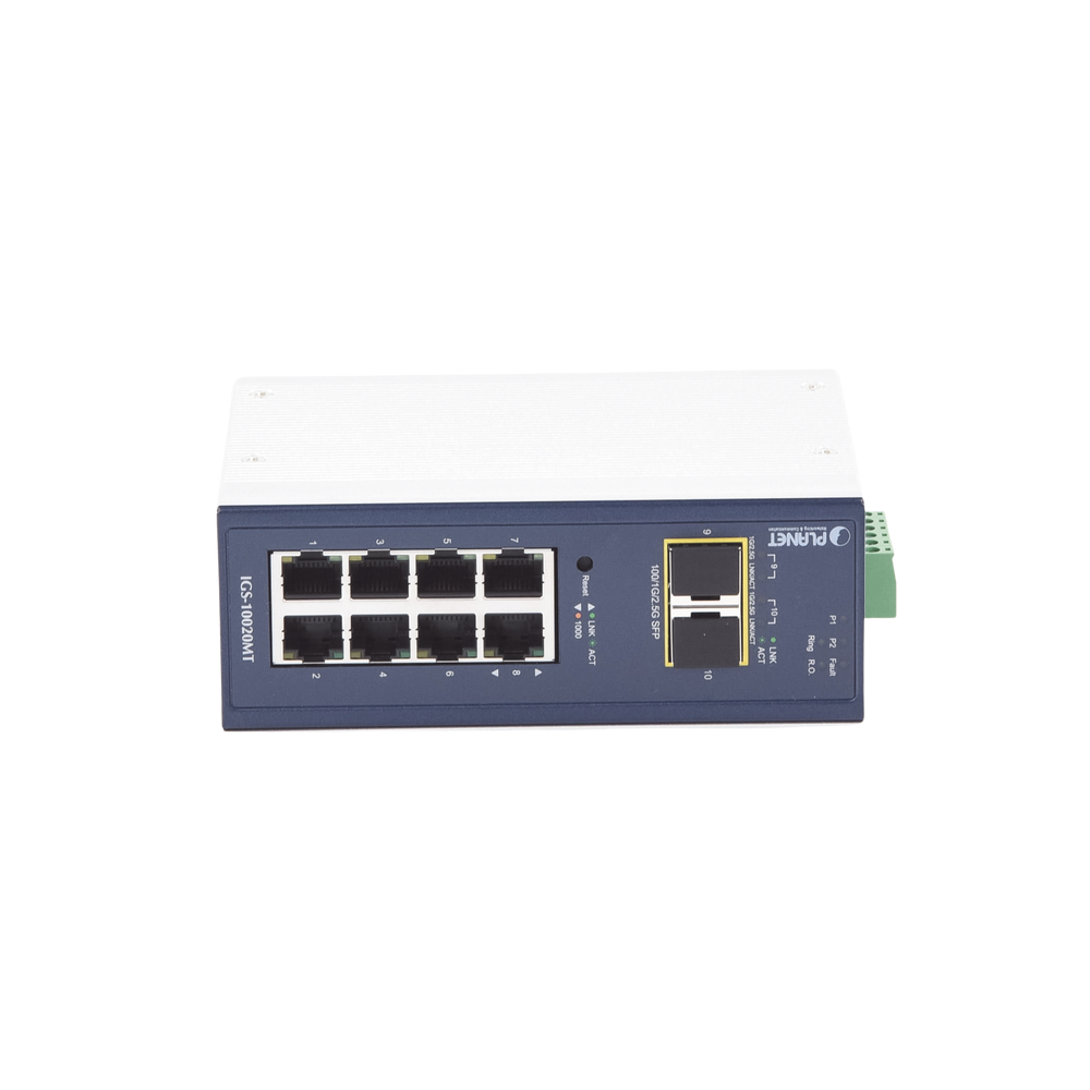 IGS10020MT PLANET Layer 2 Managed Industrial Switch 8 10/100 / 1000T Ports 2 1G / 2.5