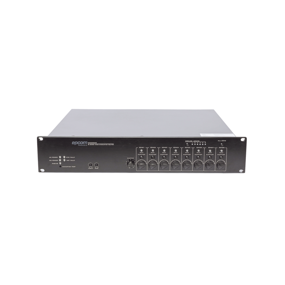 SF6200MS EPCOM PROAUDIO 500W 8 Zones Voice Evacuation Router Max Support 19 SF6200MS