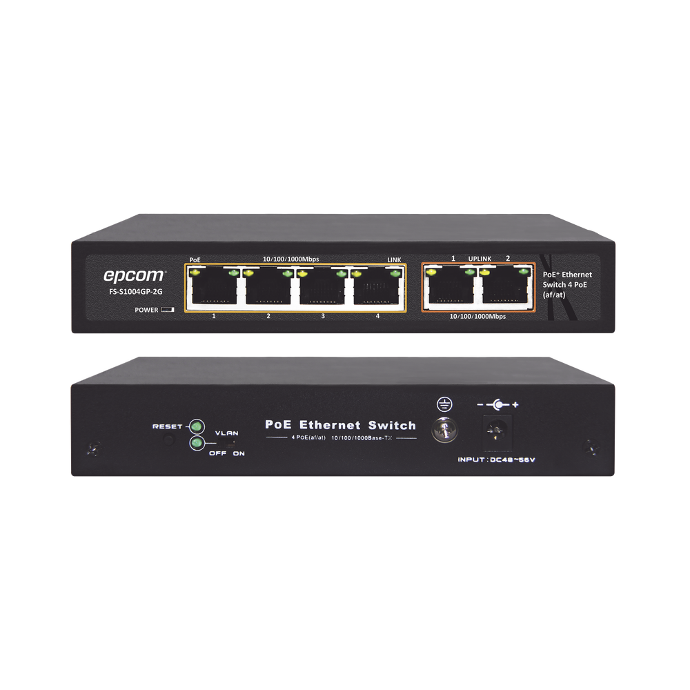 ET1004GP2G EPCOM TITANIUM PoE Switch / 100 Meters PoE / 4 ports 802.3af / at (60 W) 1