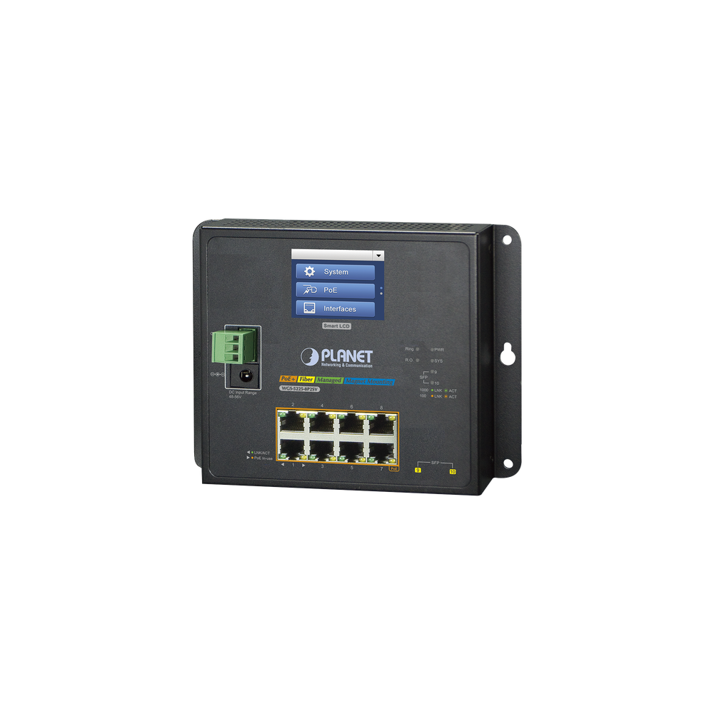 WGS52258P2SV PLANET Industrial Switch Flat-Type 8 Gigabit Ports with PoE 802.3at 2 SF