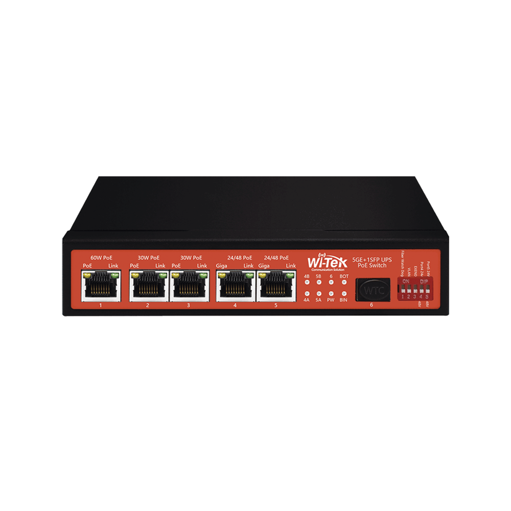 WIPS306GFUPS15A WI-TEK 5 x 10/100/1000Mbps  1 x SFP UPS No-Break PoE Switch WI-PS306G