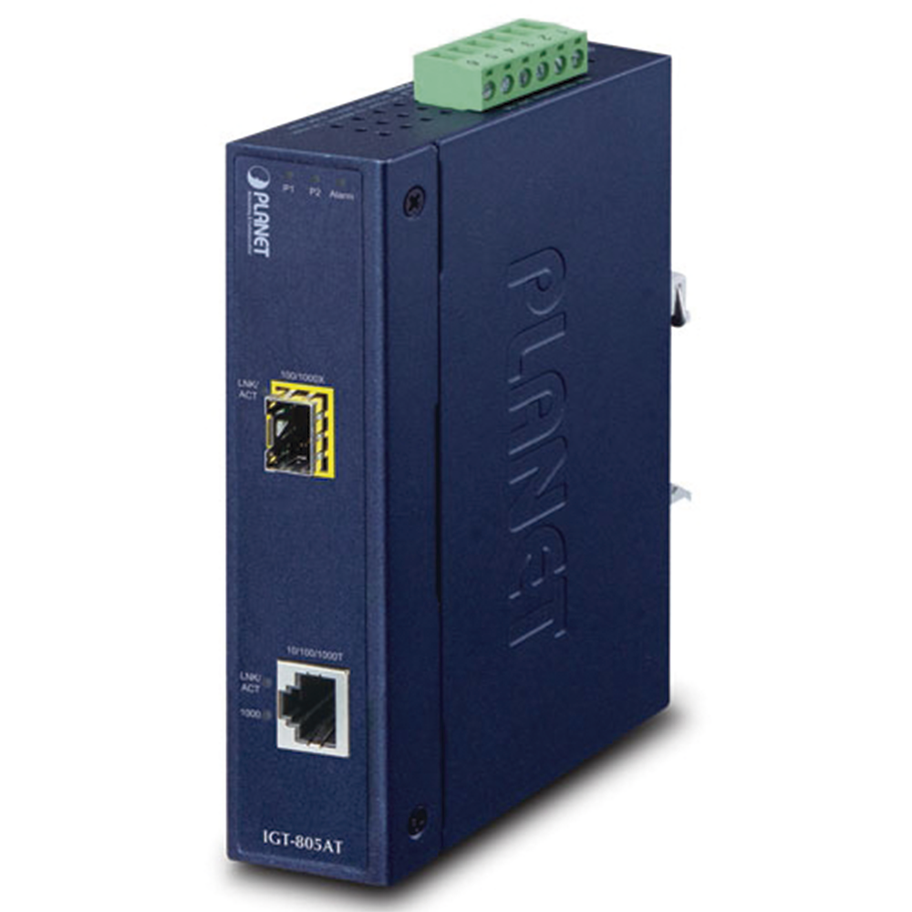 IGT805AT PLANET Industrial 10/100/1000BASE-T to 100/1000BASE-X SFP Media Converter IG