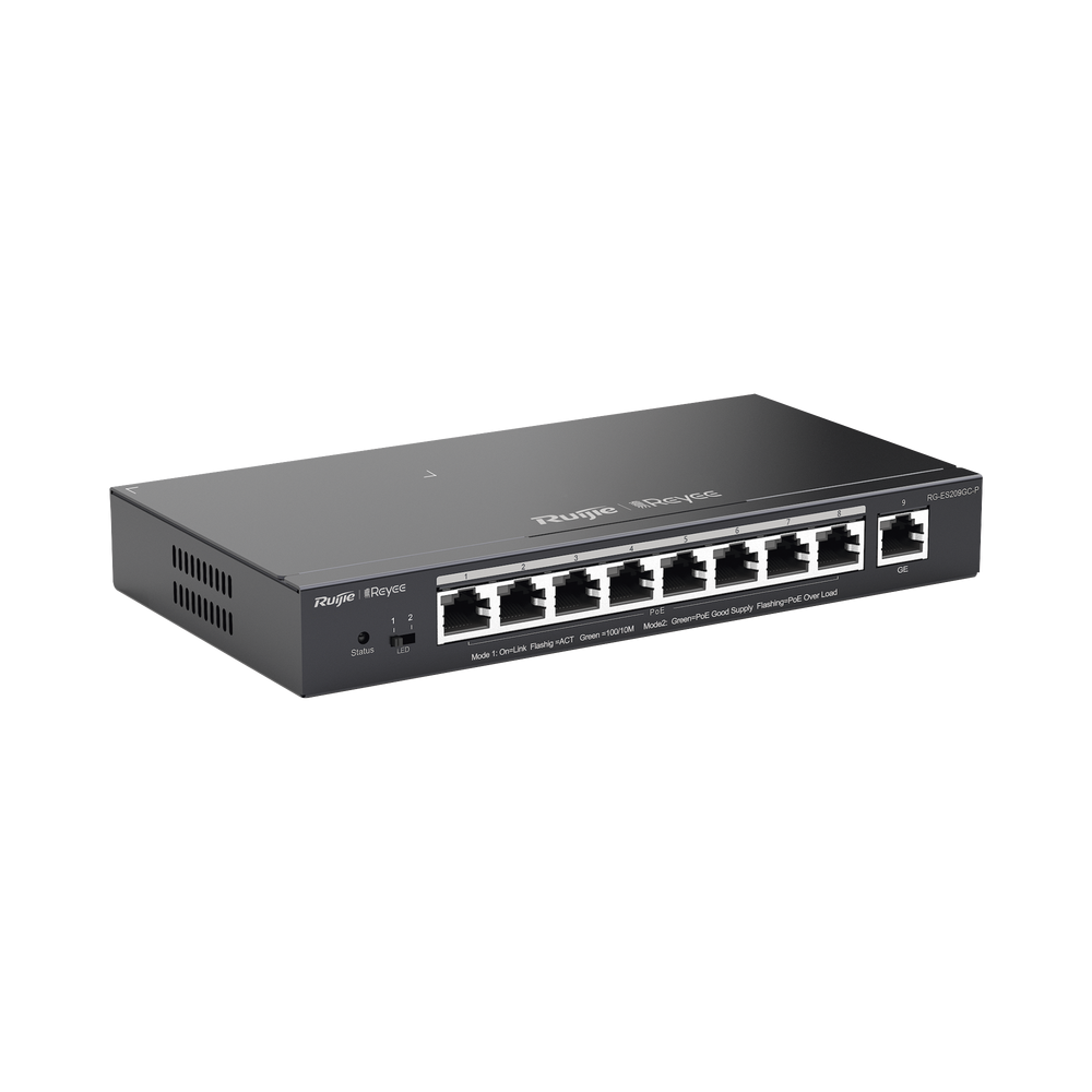 RGES209GCPUS REYEE 9-Port gigabit cloud managed switch with 8 PoE ports up to 120W IP