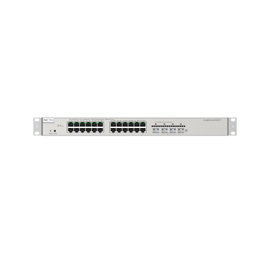 RGNBS520024GT4XSPUS REYEE Layer 3 PoE Switch With 24 Gigabit Ports And 4 SFP Uplinks