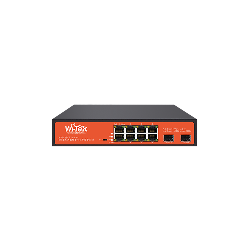 WIPCES310GF WI-TEK 8-Port PoE Switch 8 PoE and 2 SFP Ports Smart Switch with Cloud WI