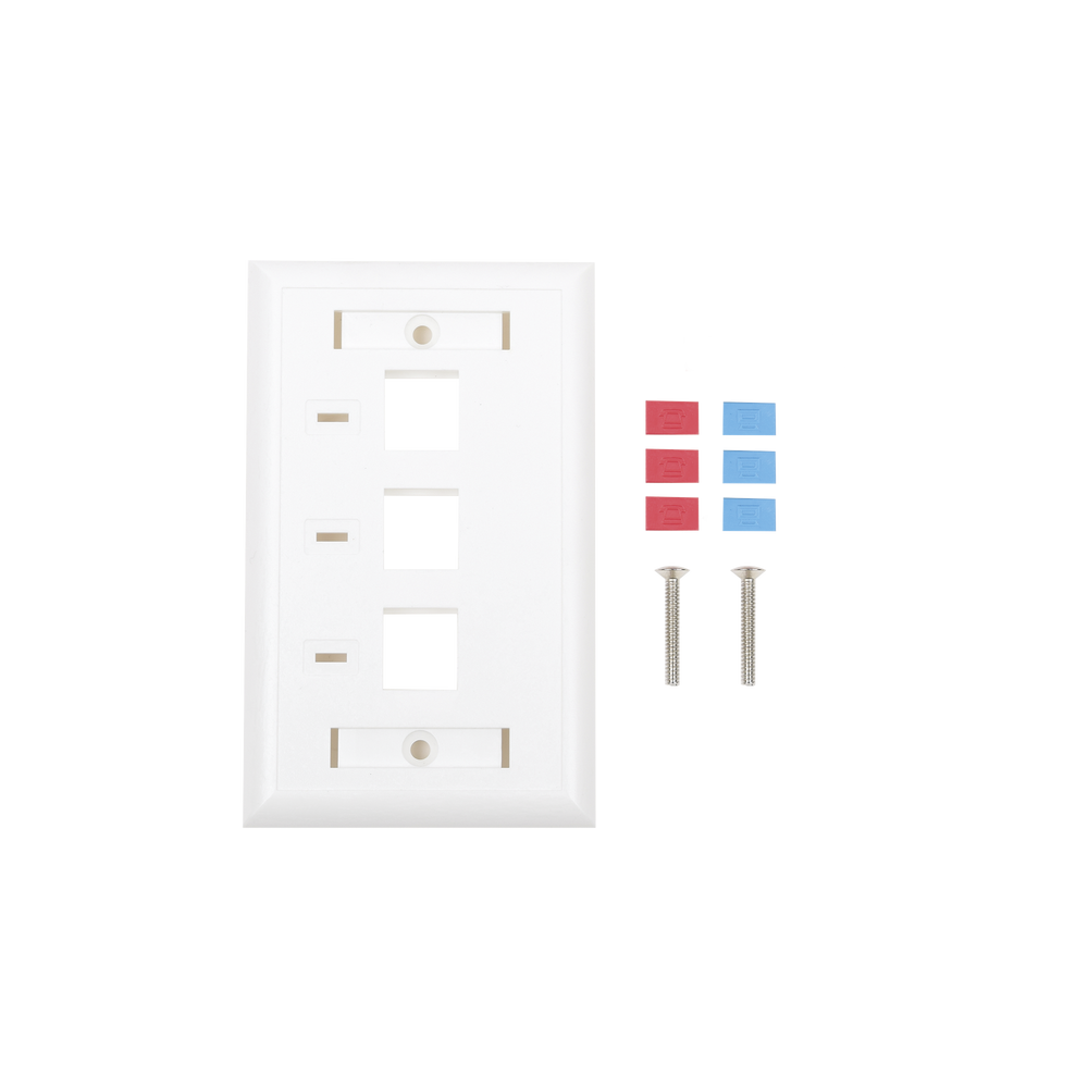 LPFP23 LINKEDPRO BY EPCOM Face Plate 3 Output Ports with Space for Label - White LP-F