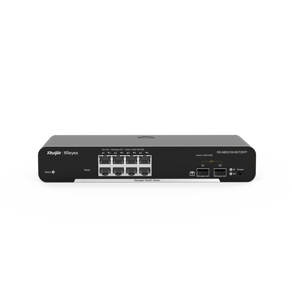 RGNBS31008GT2SFPPUS REYEE 10-Port Gigabit Layer 2 PoE Switch  8 PoE Ports and 2 SFP P