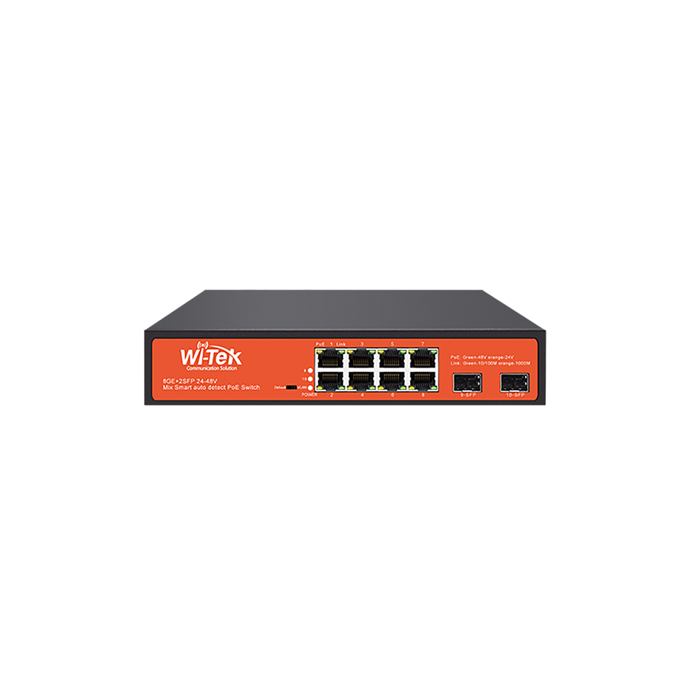 WI-TEK WIPCES310GF 8-Port PoE Switch 8 PoE and 2 SFP Ports Smart