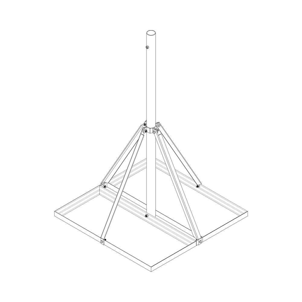 SBNP901 SYSCOM TOWERS Non Penetrating Base 3 x 3 square and 4.92 Mast. Hot-Dip. S-BNP