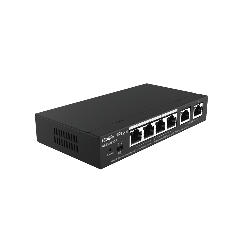 RGES206GCPUS REYEE 6-Port Gigabit Smart Cloud Mananged PoE Switch IP Camera Recogniti