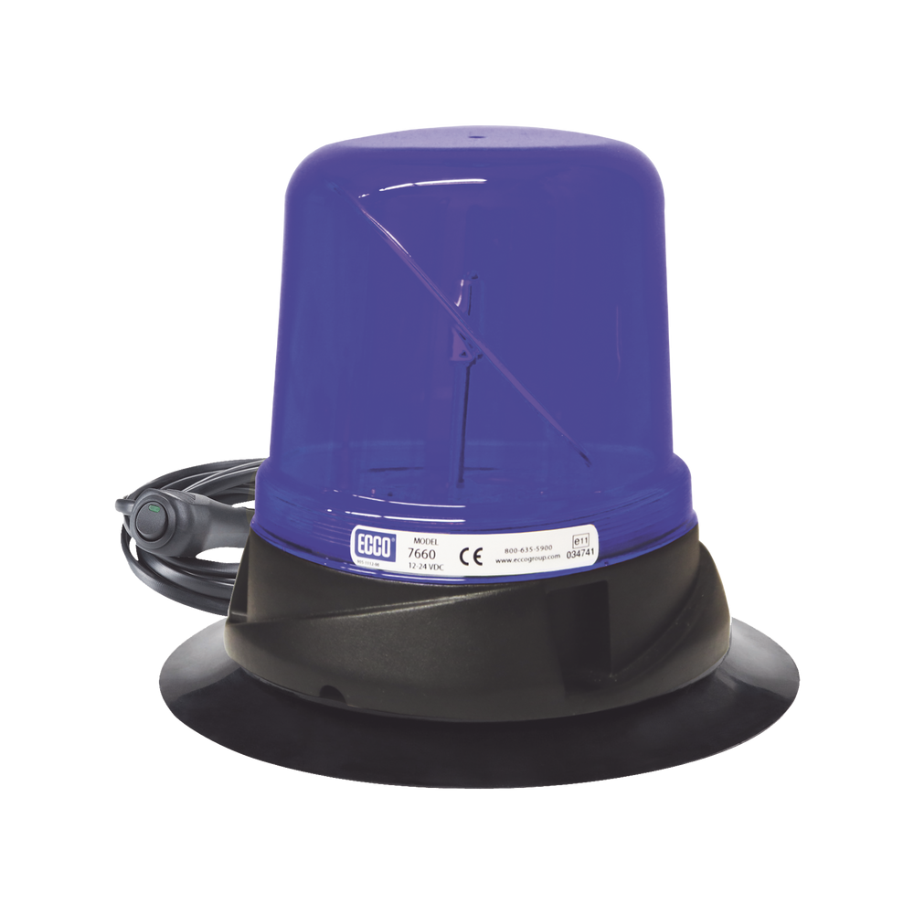 X7660BVM ECCO Led hybrid beacon: rotoled 12-24vdc 125rpm vacuum-magnet mount blue X76