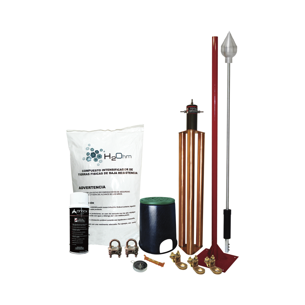 KITMASTERALU TOTAL GROUND Master Kit with KDALU Lightning Rod 80m Diameter Protection