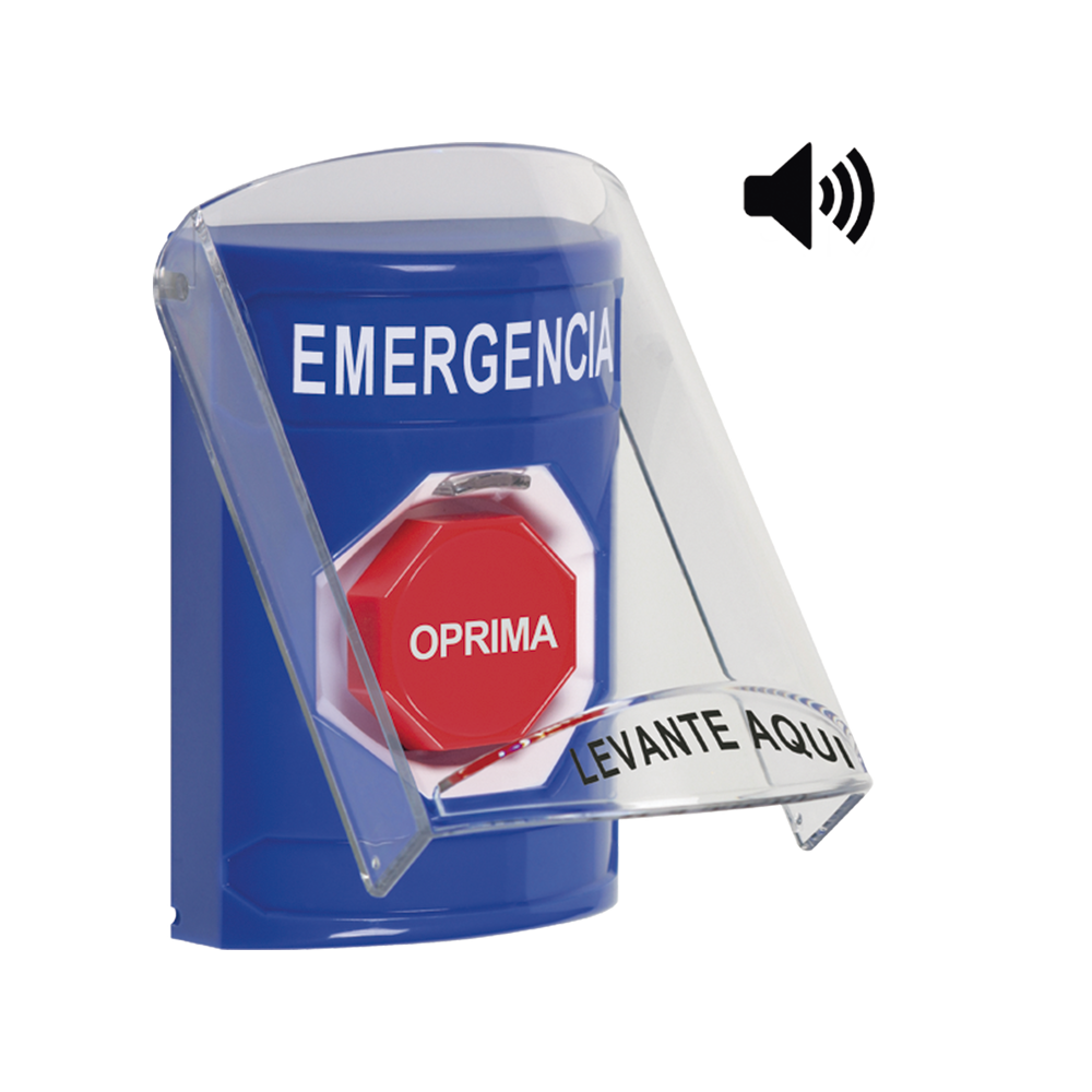 SS24A2EMES STI Emergency Button in Spanish Protective Cover and Horn SS24A2EM-ES