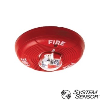 SSPC2R SYSTEM SENSOR Red two-wire ceiling-mount horn strobe with selectable strobe se