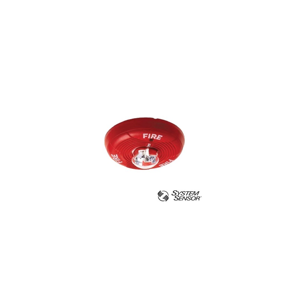 SSPC2R SYSTEM SENSOR Red two-wire ceiling-mount horn strobe with selectable strobe se