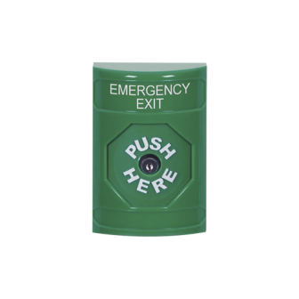 SS2100EXEN STI Green No Cover Key-to-Reset Stopper Station with EMERGENCY EXIT Label