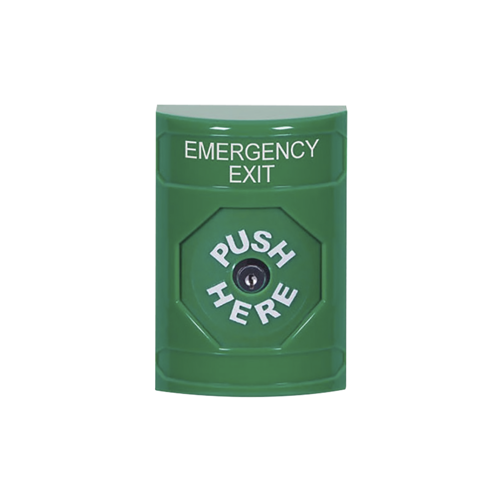 SS2100EXEN STI Green No Cover Key-to-Reset Stopper Station with EMERGENCY EXIT Label