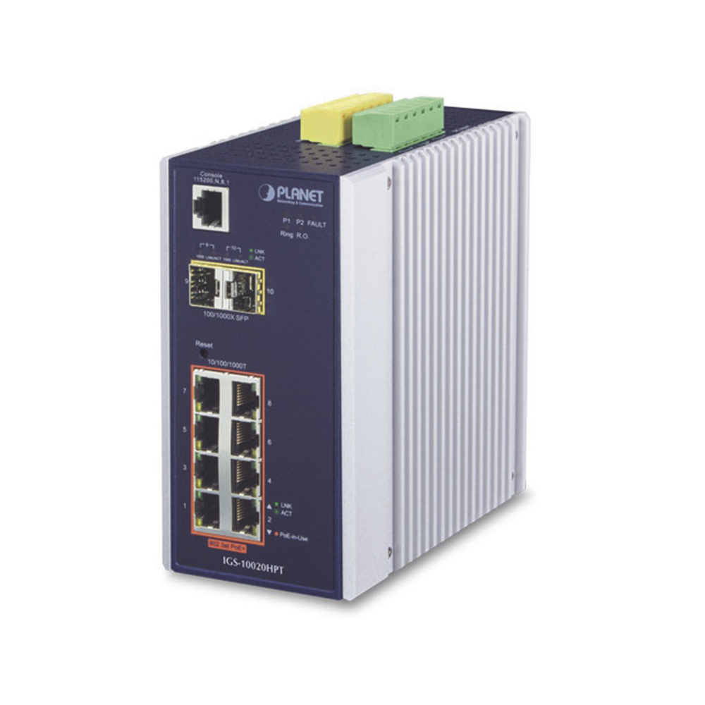 IGS10020HPT PLANET Layer 2 Managed Industrial Switch 8 Gigabit 80