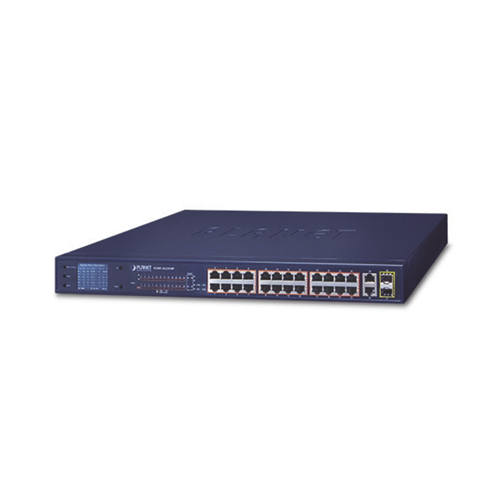 FGSW2622VHP PLANET 24-Port 10/100TX 802.3at PoE  2 Port Gigabit TP/SFP Combo Ethernet