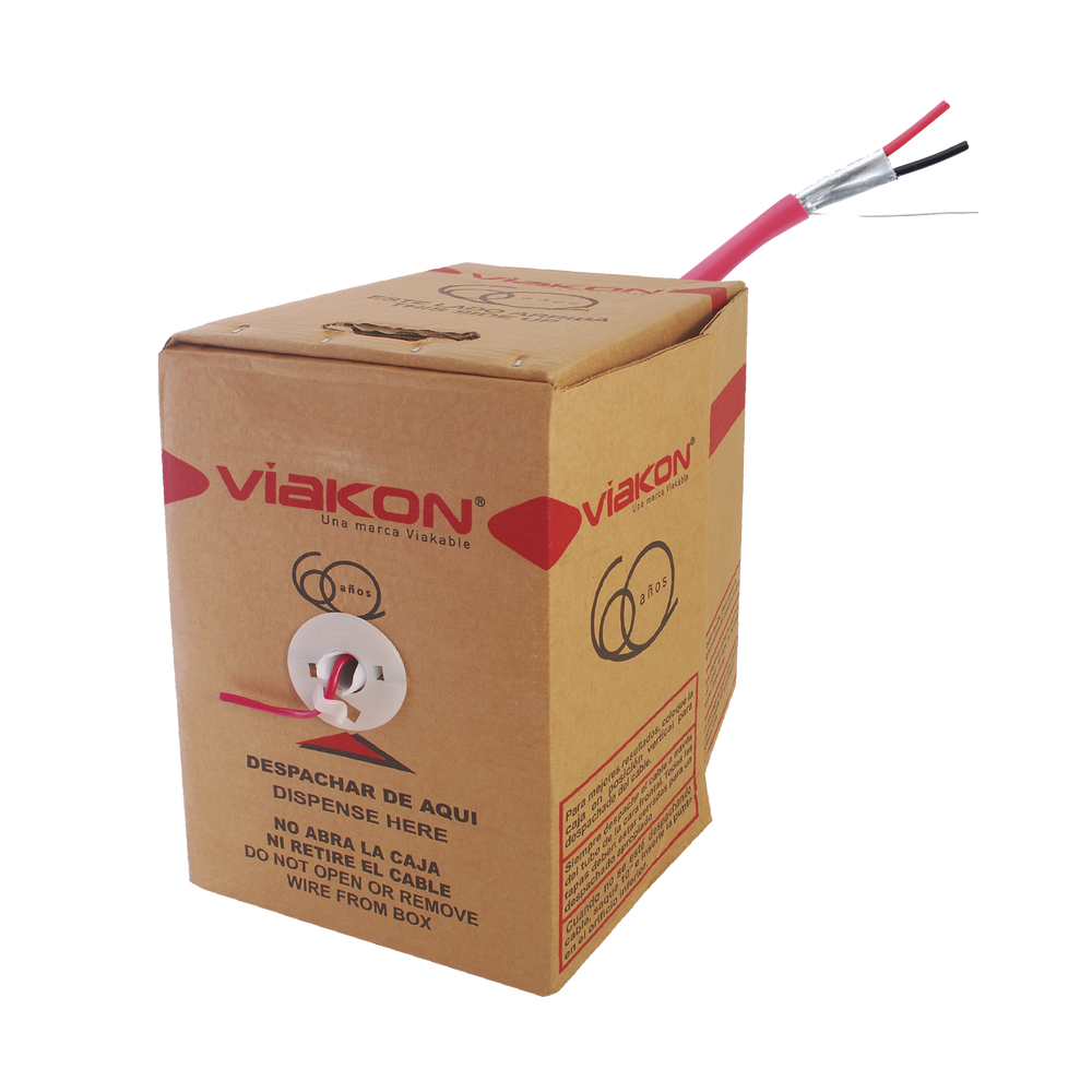 9422 VIAKON 1000 ft. Reel 2 - 18 AWG Wire Conductors FPLR Red SHIELDED Reacts in Fire