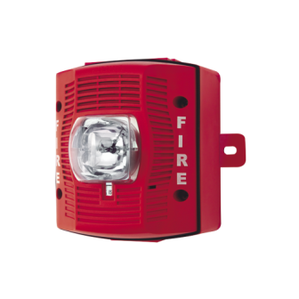 SPSRK SYSTEM SENSOR Red outdoor speaker strobe for wall installations with selectable