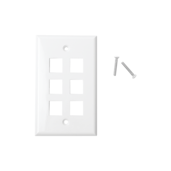 LPFP20 LINKEDPRO BY EPCOM 6-Ports Wall Plate Keystone - White LP-FP-20