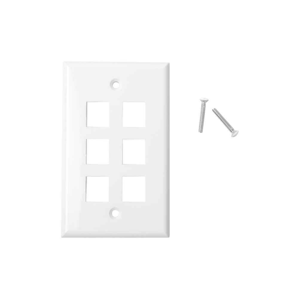 LPFP20 LINKEDPRO BY EPCOM 6-Ports Wall Plate Keystone - White LP-FP-20