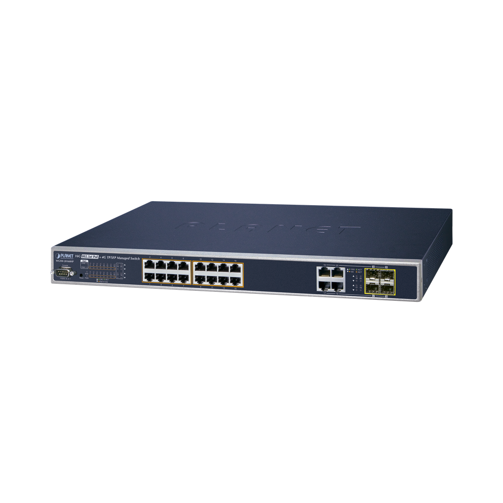 WGSW20160HP PLANET 16-Port 10/100/1000Mbps 802.3at PoE  4-Port Gi