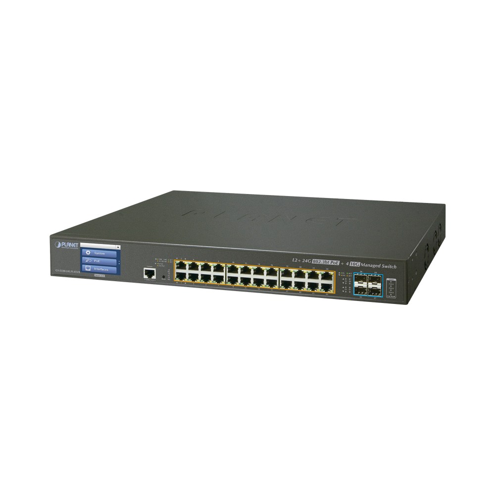 GS522024UPL4XV PLANET Switch Managed L2 24 ports Gigabit PoE 802.3bt 4 ports 10G SFP